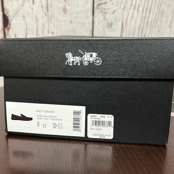 COACH MOTT DRIVER DARK MAHOGANY Men's Suede Loafers driving shoes size 9D NIb - Picture 2 of 12